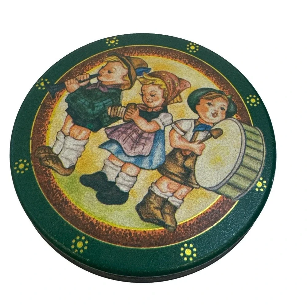 Vintage Hummel Style Figurine Designs Litho Metal Tin Can ONLY Storage Container